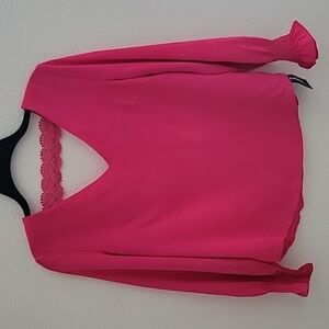 Long-Sleeved Blouse With V-Neck and Back Semi-Puffed Sleeves Medium Size